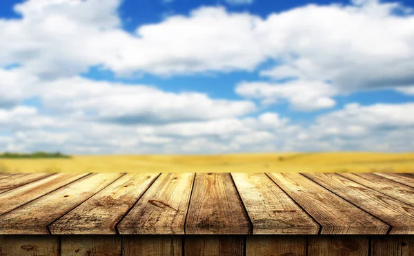 Leerer hölzerner Tisch Hintergrund — Stockfoto