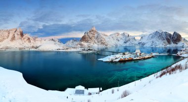 Beautiful morning in Norway - lofotens - Sakrisoy panorama clipart