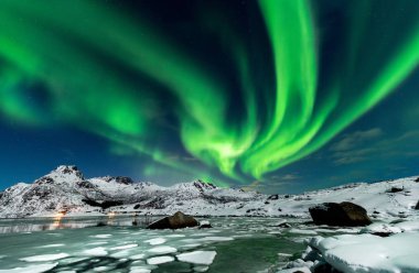 Aurora borealis landscape clipart