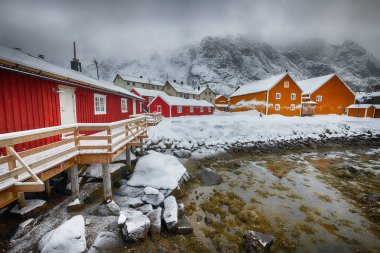 Kış manzarası Norveç Lofoten