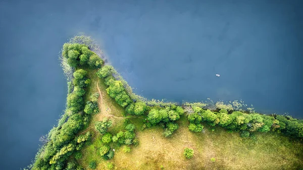 Aerial landscape from the drone- lake shore — Stock Photo, Image