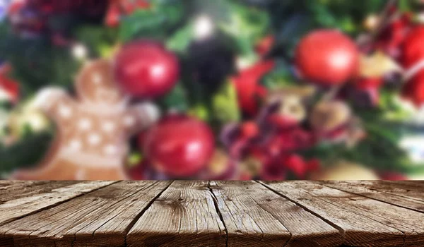 Fondo de mesa de madera viejo vacío - Fondo de Navidad — Foto de Stock