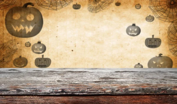 Mesa de madera vacía - Fondo de Halloween — Foto de Stock