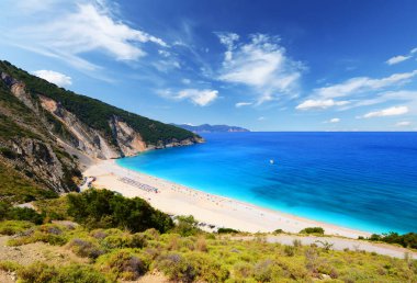 Yunanistan 'ın Kefalonia adasındaki ünlü sahil Mirtoları