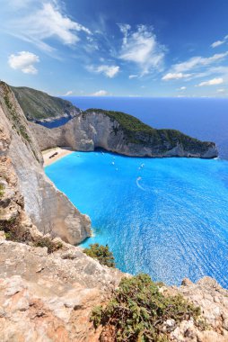 Yunanistan 'ın Zakynthos Adası' ndaki Navagio Plajı