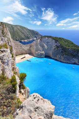 Yunanistan 'ın Zakynthos Adası' ndaki Navagio Plajı