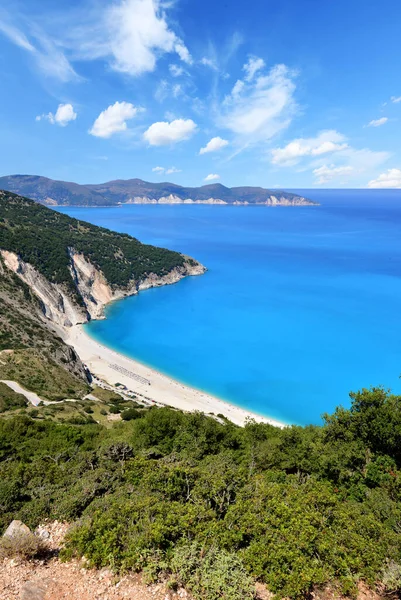 Słynna plaża Mirtos na wyspie Kefalonia w Grecji — Zdjęcie stockowe