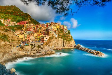İtalya 'nın ünlü şehri Manarola - Cinque Terre, Liguria