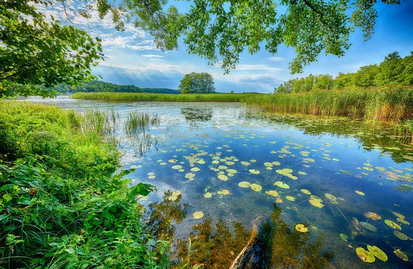 Beautiful summer day on masuria lake district in Poland — Stock Photo, Image