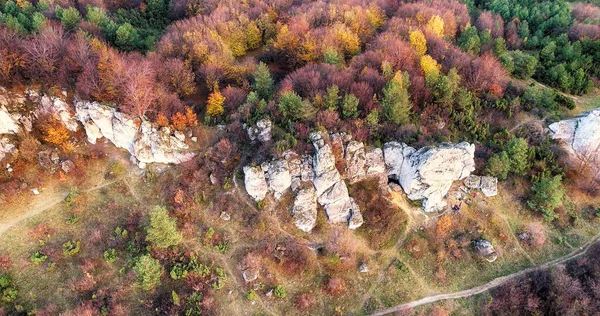 Φθινόπωρο στο Jura Krakowsko-Czestochowska στην Πολωνία - Drone shot — Φωτογραφία Αρχείου