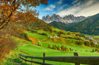 Beautiful landscape of Italian dolomites - Santa maddalena clipart