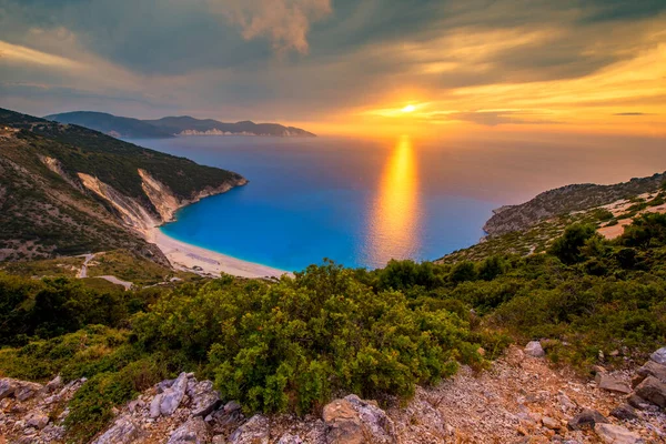 Beautiful Summer Sunset Mirtos Beach Greece — Stock Photo, Image