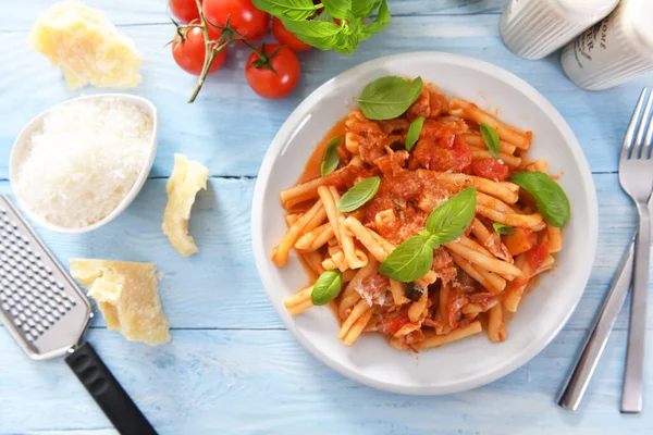 Macarrão Estilo Italiano Com Molho Tomate — Fotografia de Stock