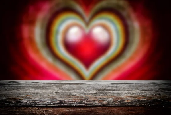 Empty Old Wooden Table Background Valentines Day Theme Background — Stock Photo, Image