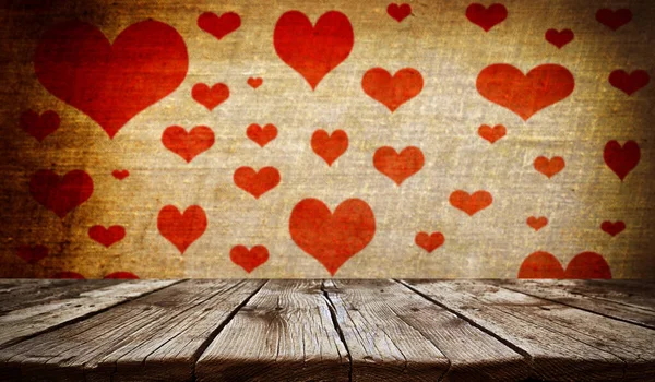 Empty Old Wooden Table Background Valentines Day Theme Background — Stock Photo, Image