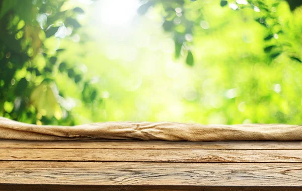 Spring Green Background Wooden Table — Stock Photo, Image