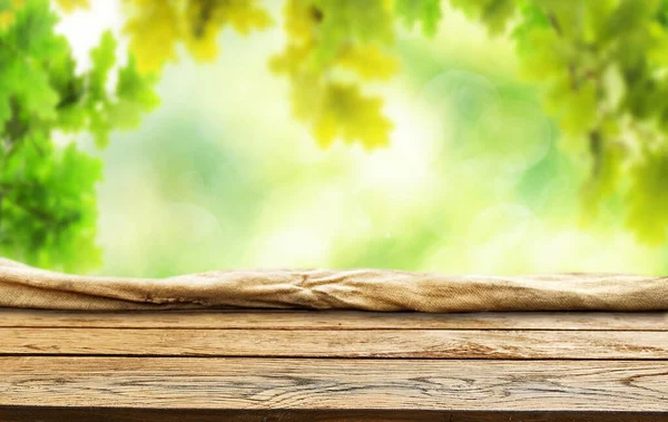 Spring Green Background Wooden Table — Stock Photo, Image