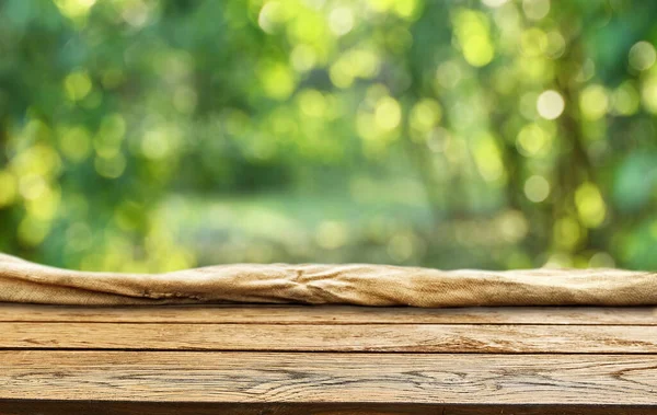 Spring Green Background Wooden Table — Stock Photo, Image