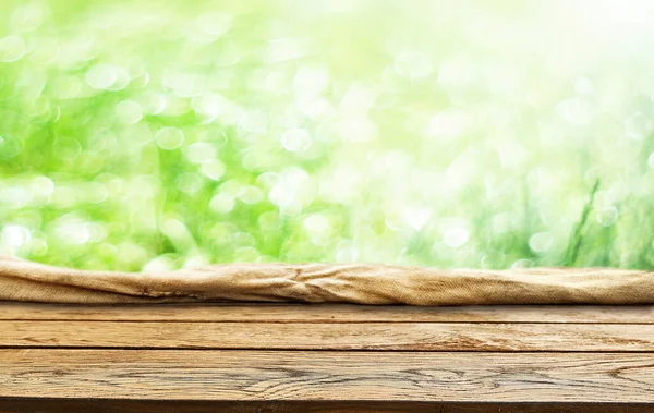Spring Green Background Wooden Table — Stock Photo, Image