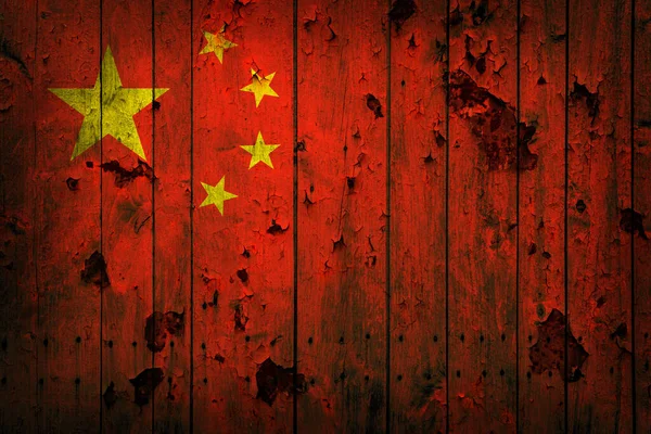 Bandera Sucia China Pintada Sobre Fondo Grunge — Foto de Stock