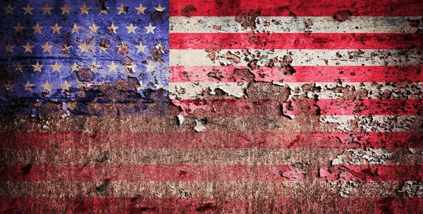 Bandiera Usa Dipinta Vecchia Superficie Arrugginita — Foto Stock