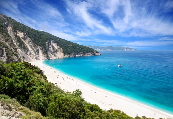 Praia Famosa Mirtos Ilha Kefalonia Grécia — Fotografia de Stock