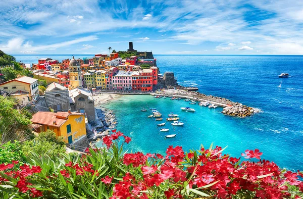 Berömd Stad Vernazza Italien Sommaren — Stockfoto