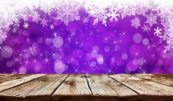 Empty Old Wooden Table Background Christmas Background — Stock Photo, Image