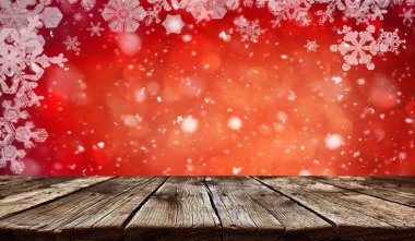 Boş ahşap masa arkaplanı - Noel arkaplanı