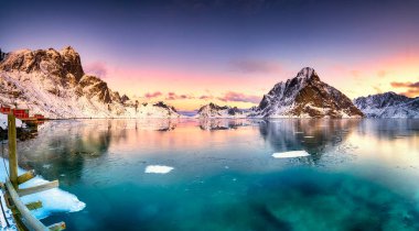 Beautiful sunrise in Norway - lofotens clipart