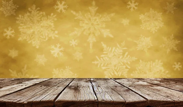 Empty Old Wooden Table Background Christmas Background — Stock Photo, Image