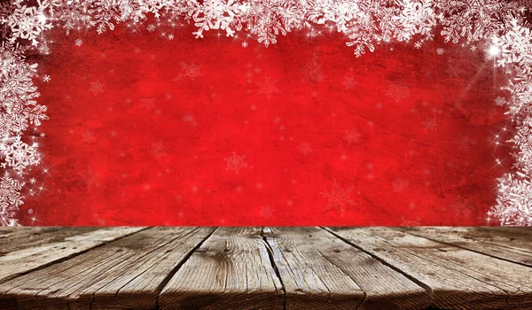 Empty Old Wooden Table Background Christmas Background — Stock Photo, Image