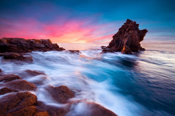Krásný Letní Západ Slunce Mořském Pobřeží — Stock fotografie