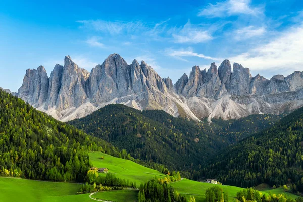 Piękny Krajobraz Włoskich Dolomitów Santa Maddalena — Zdjęcie stockowe