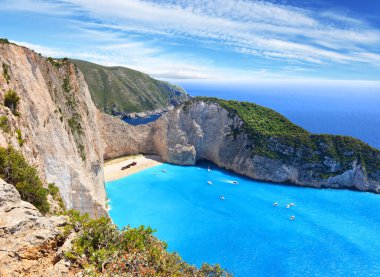 Yunanistan 'ın Zakynthos Adası' ndaki Navagio Plajı