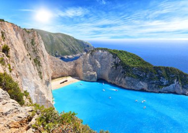 Yunanistan 'ın Zakynthos Adası' ndaki Navagio Plajı