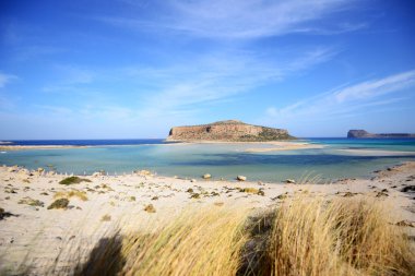 Balos gölünde güzel bir gün - Beton ada, Yunanistan 