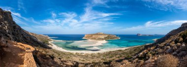 Balos gölünde güzel bir gün - Beton ada, Yunanistan - Panorama