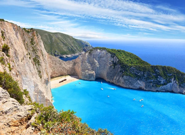 Spiaggia Navagio Sull Isola Zante Grecia — Foto Stock