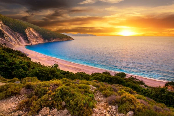 Beautiful Summer Sunset Mirtos Beach Greece — Stock Photo, Image