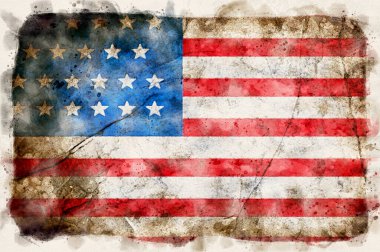 Grunge USA bayrağı - sulu boya tarzı