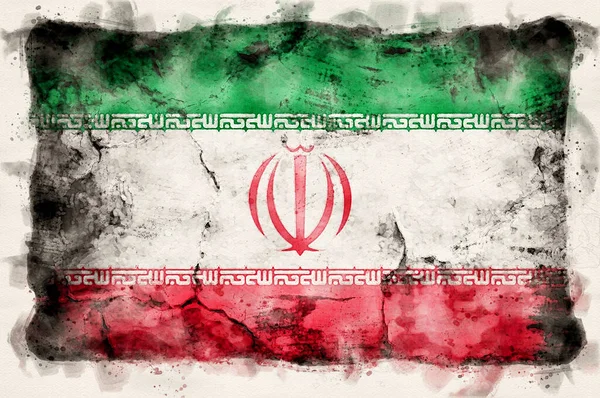 Grunge Irán Bandera Pintura Agua Estilo — Foto de Stock