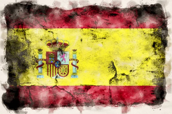 Grunge Spanje Vlag Waterverf Stijl — Stockfoto