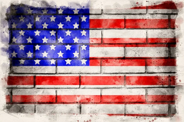 Grunge Usa Flag Waterpaint Style — Stock Photo, Image