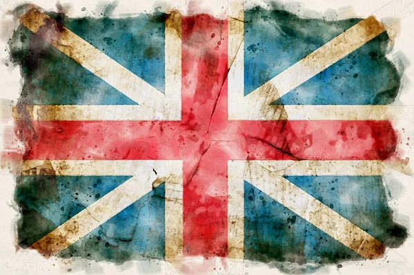 Grunge Bandeira Reino Unido Estilo Pintura Água — Fotografia de Stock