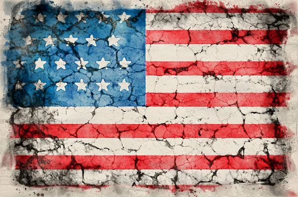 Grunge Usa Flag Waterpaint Style — 스톡 사진