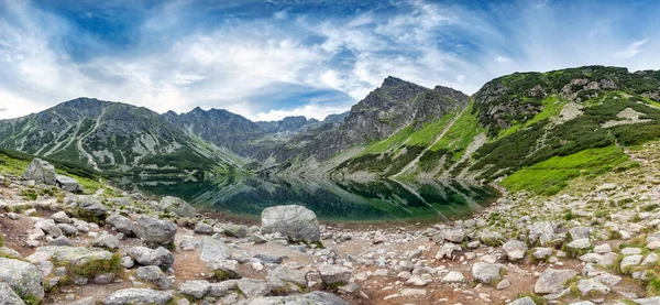 Panorama Polsih Tatra Mountains Gasienicowy Black Pond — Stock Photo, Image