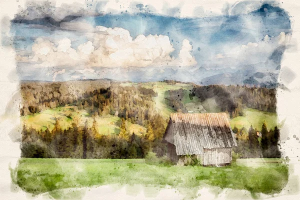 Beau Paysage Estival Des Montagnes Tatra Aquarelle — Photo