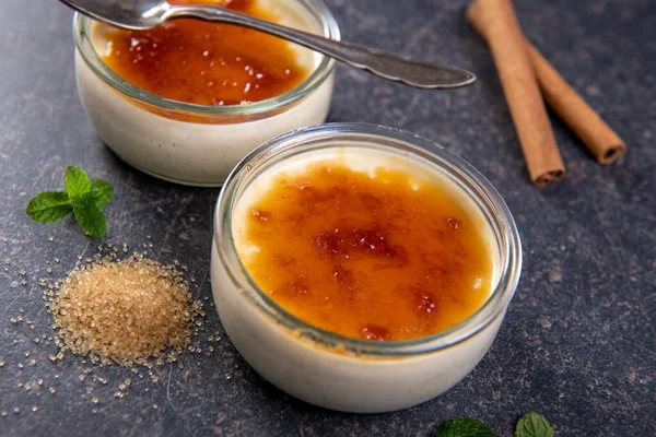 Creme Brulee Gustoso Dolce Tradizionale Francese — Foto Stock