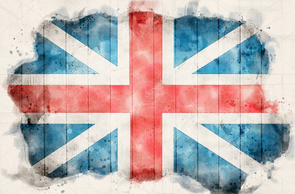 Grunge UK flag - waterpaint style